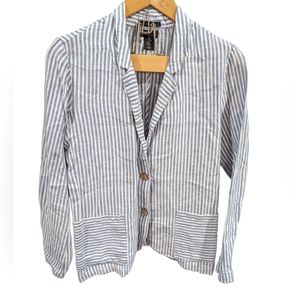 Tahari 100% Linen Striped Blazer Size Medium